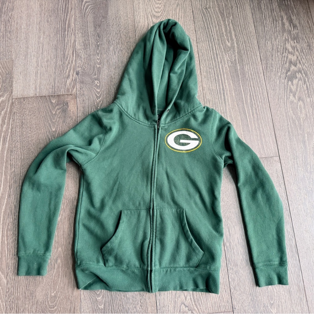NFL Team Apparel Green Bay Packers Full Zip Glitter Detail Hooded Sweatshirt